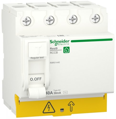 Выключатель дифференциального тока УЗО Schneider Electric Resi9 4п 40А 30мА 6кА тип AC  картинка